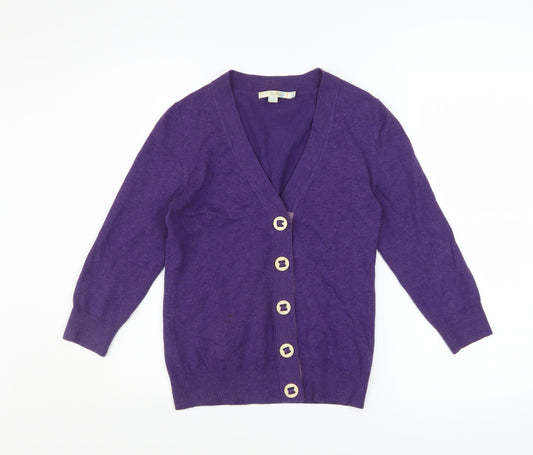 Boden Women's Purple Cotton V-Neck Button Cardigan Size 18