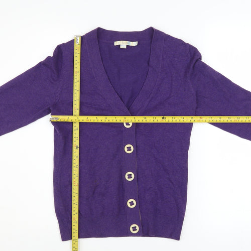 Boden Women's Purple Cotton V-Neck Button Cardigan Size 18