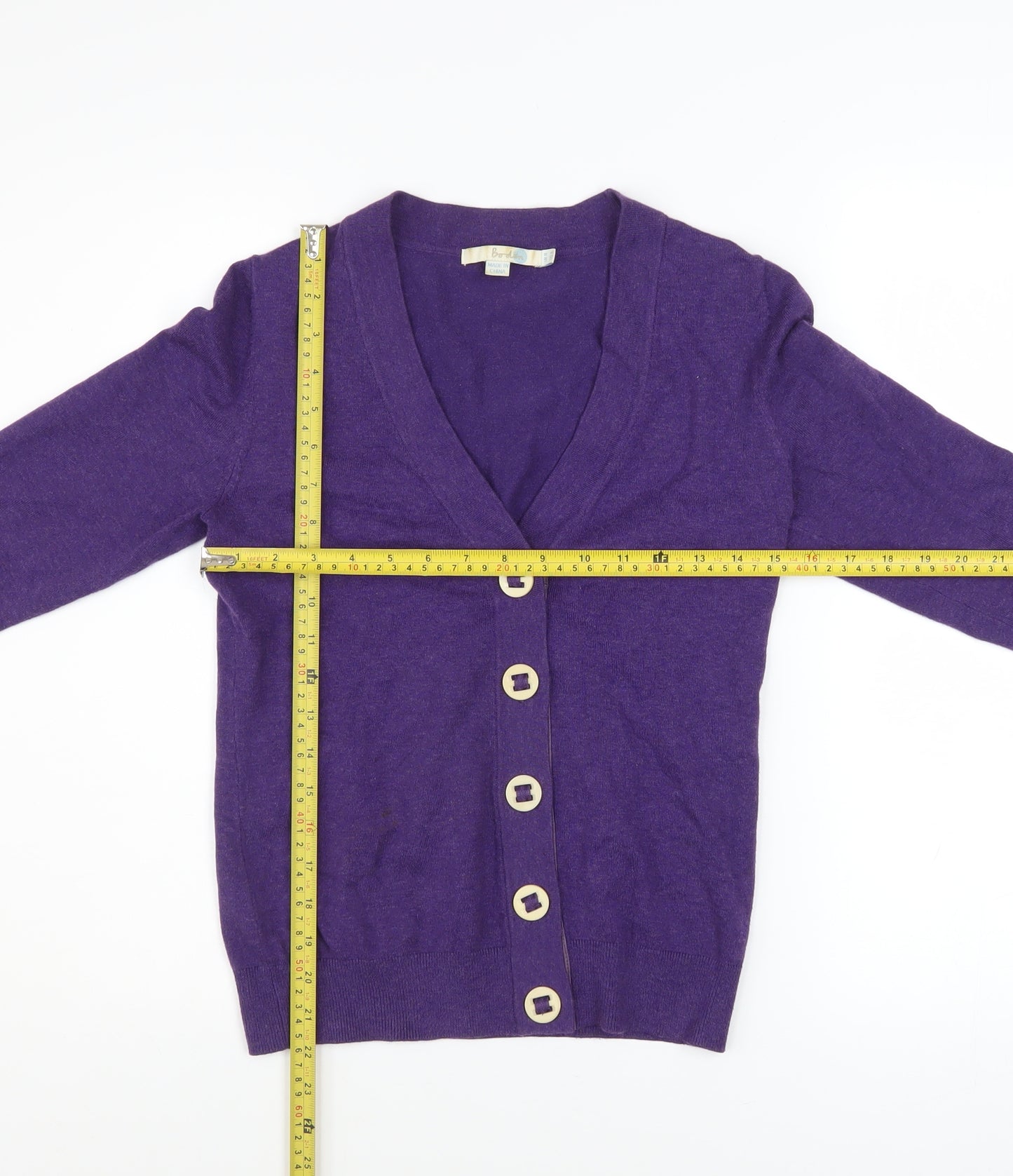Boden Women's Purple Cotton V-Neck Button Cardigan Size 18