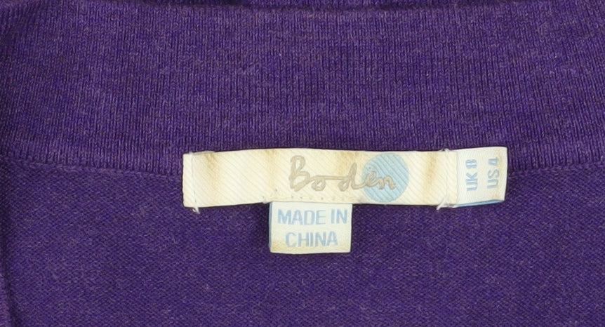Boden Women's Purple Cotton V-Neck Button Cardigan Size 18