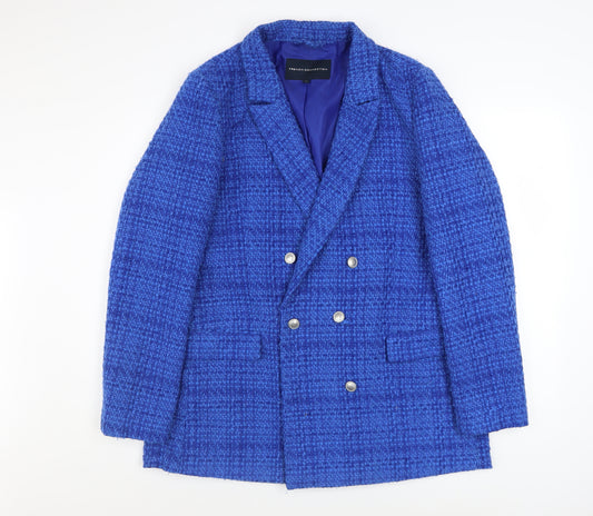 French Connection Women Blue Tweed Blazer Jacket XL