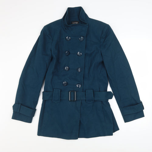George Women's Blue Cotton Belted Trench Coat UK 12