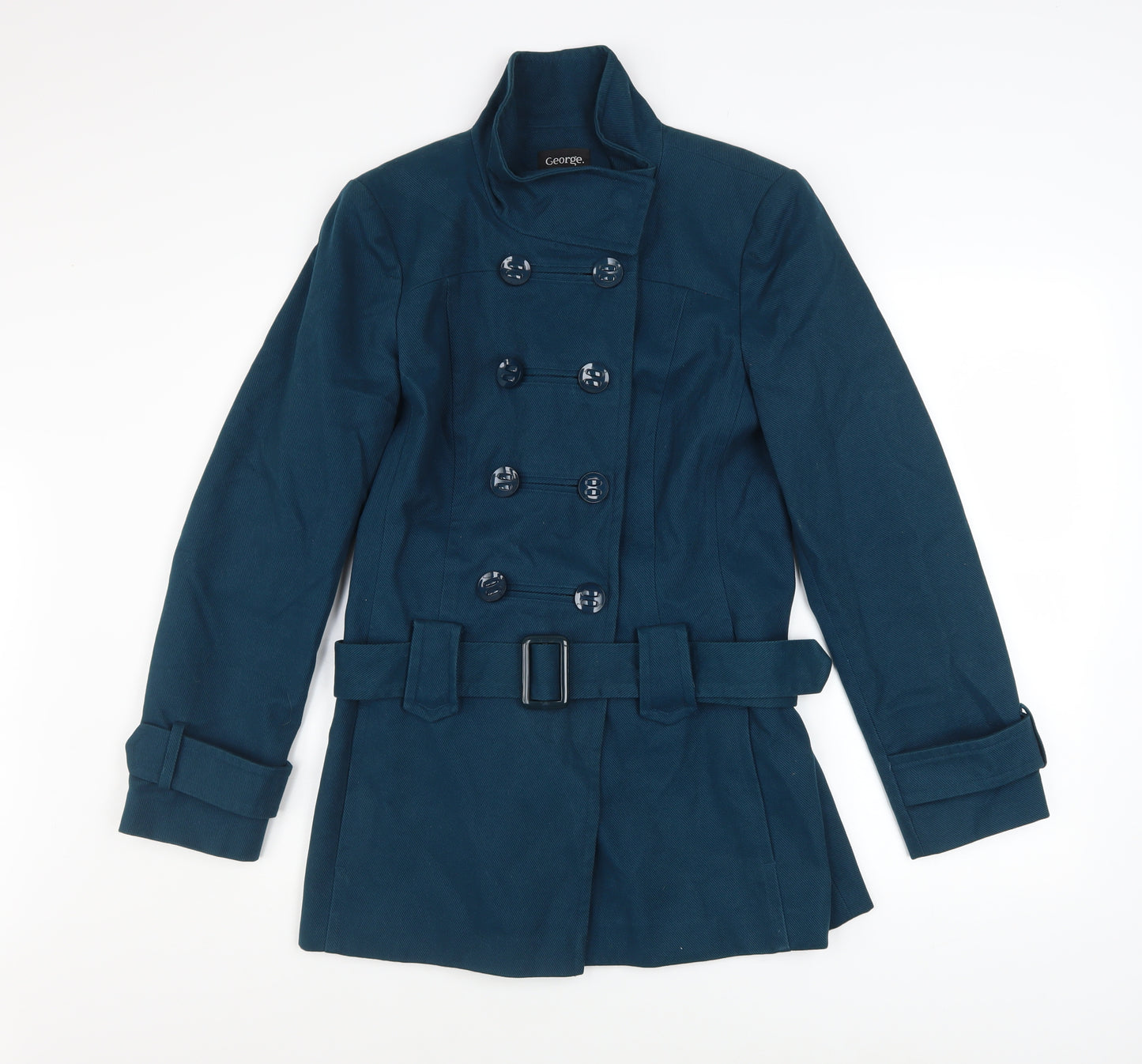 George Women's Blue Cotton Belted Trench Coat UK 12
