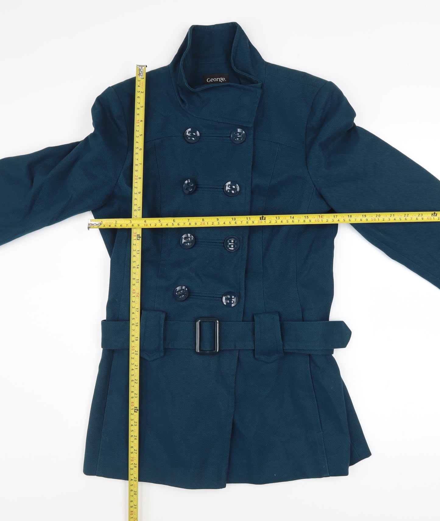 George Women's Blue Cotton Belted Trench Coat UK 12