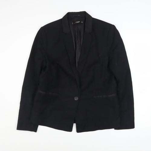 Mango Basics Women's Black Blazer UK 16 Single-Breasted Jacket