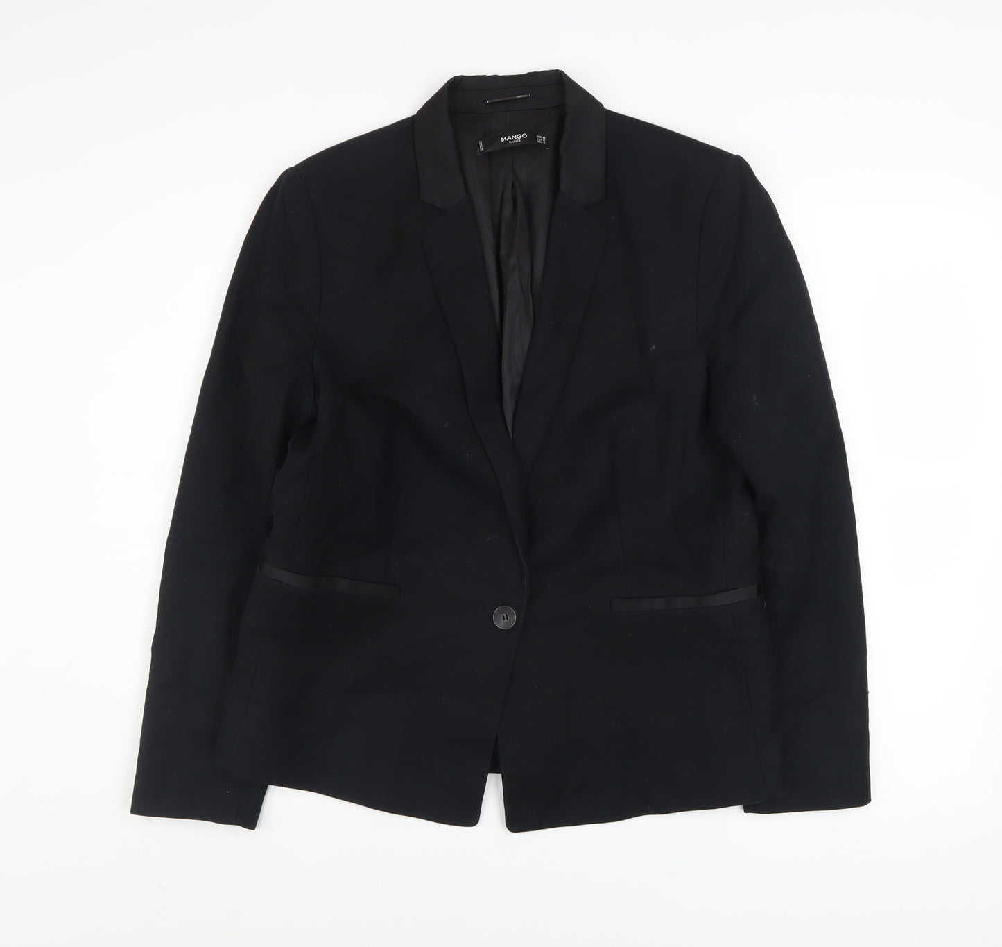 Mango Basics Women's Black Blazer UK 16 Single-Breasted Jacket