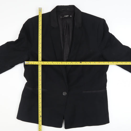 Mango Basics Women's Black Blazer UK 16 Single-Breasted Jacket