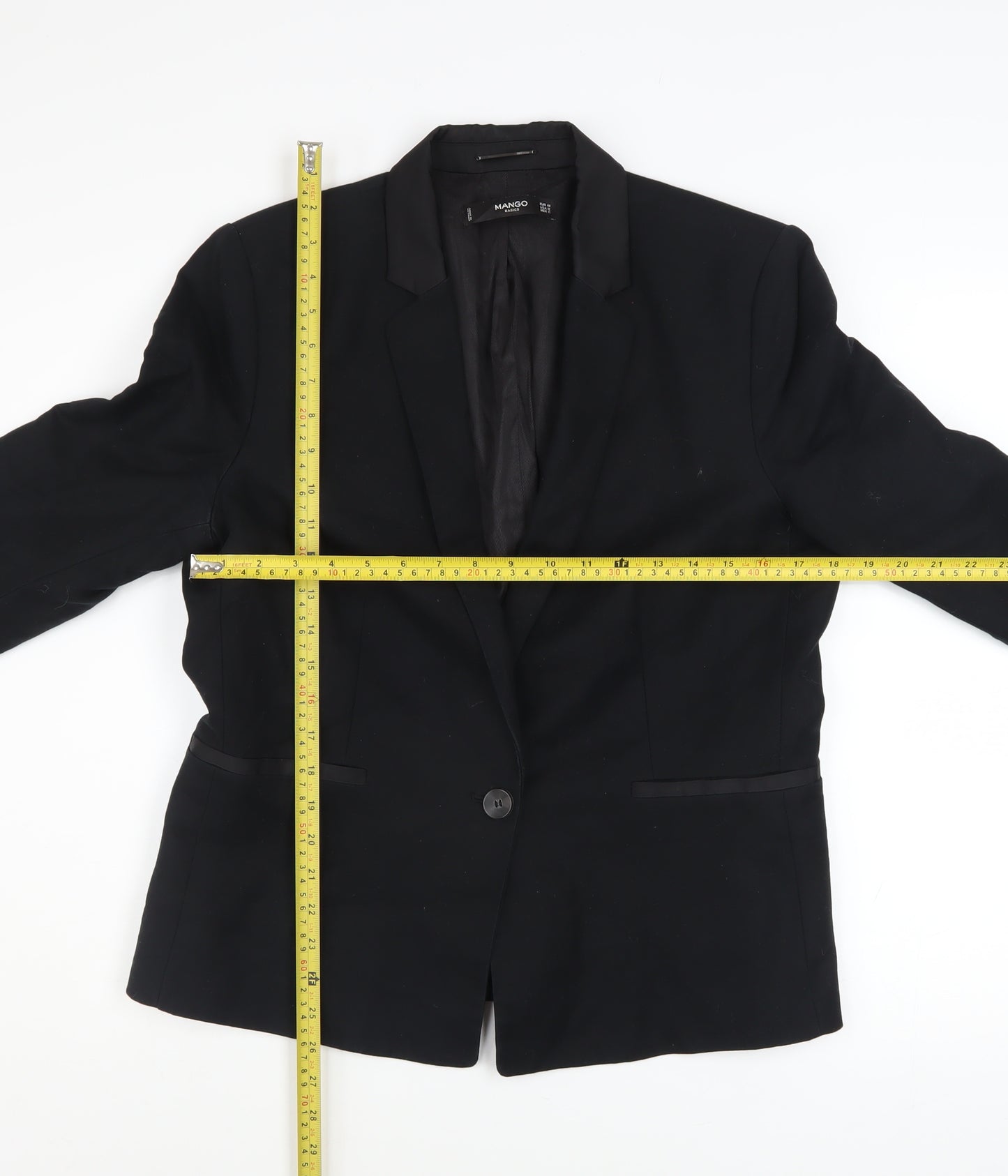 Mango Basics Women's Black Blazer UK 16 Single-Breasted Jacket