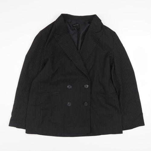 Urban Outfitters Women Black Pinstripe Double-Breasted Blazer M