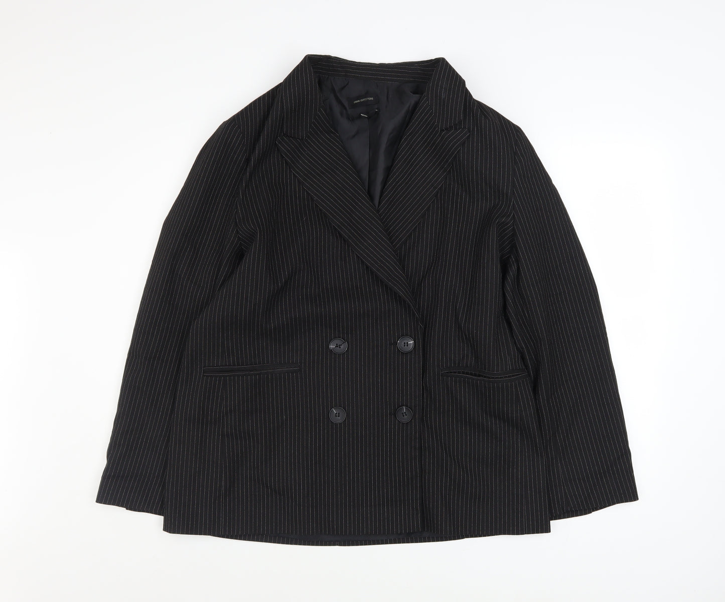 Urban Outfitters Women Black Pinstripe Double-Breasted Blazer M