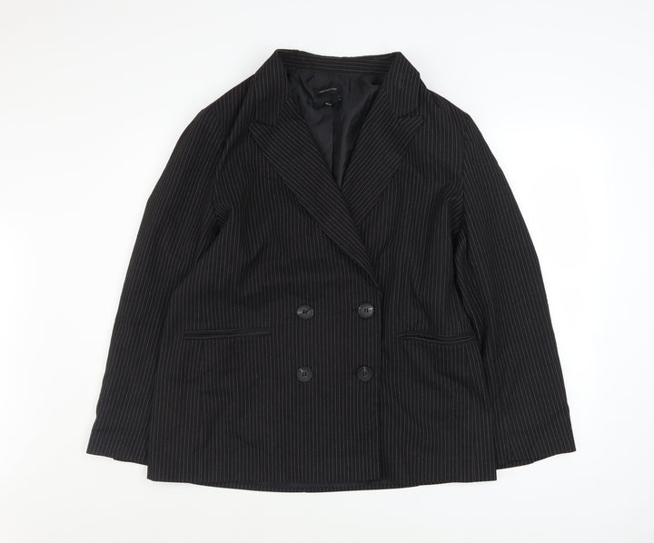 Urban Outfitters Women Black Pinstripe Double-Breasted Blazer M