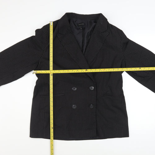 Urban Outfitters Women Black Pinstripe Double-Breasted Blazer M