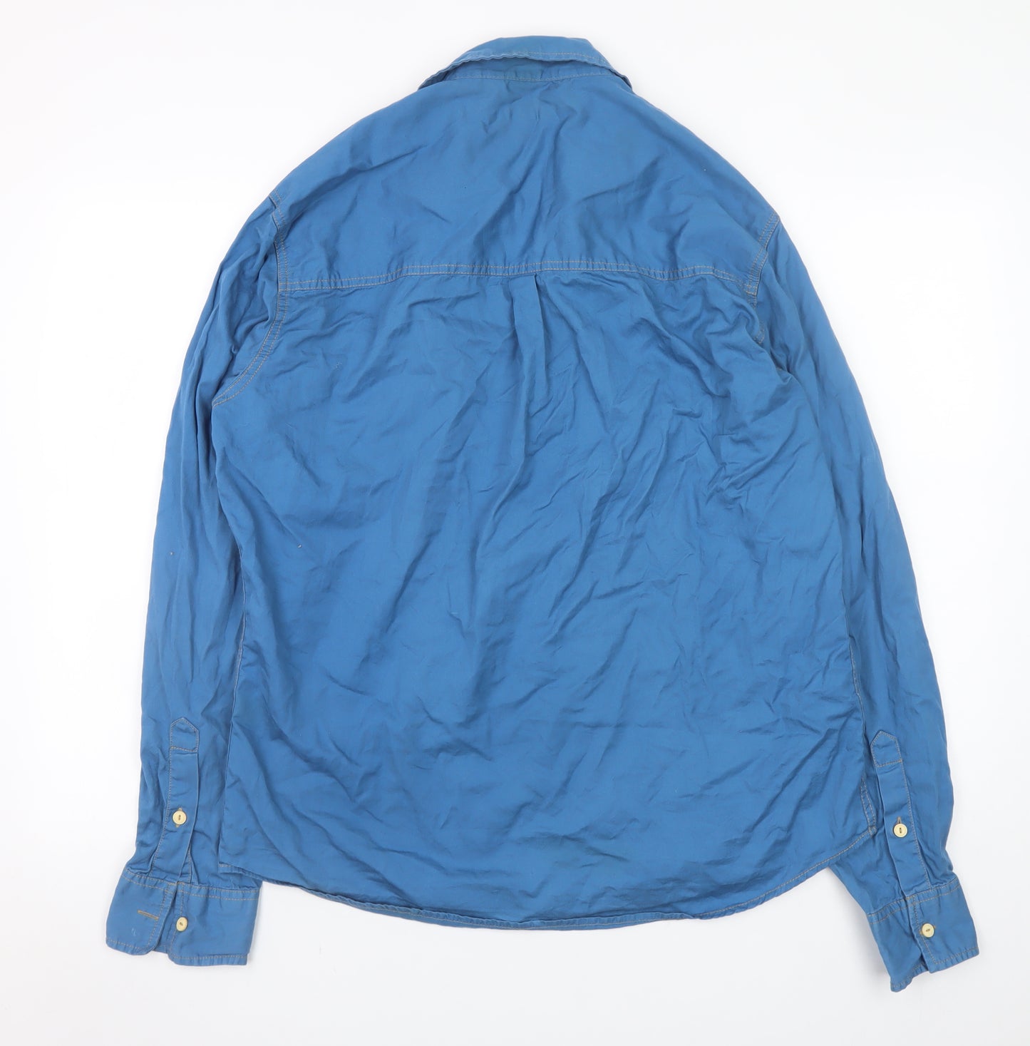 Duck And Cover Men's Blue Cotton Long Sleeve Button-Up Shirt XL