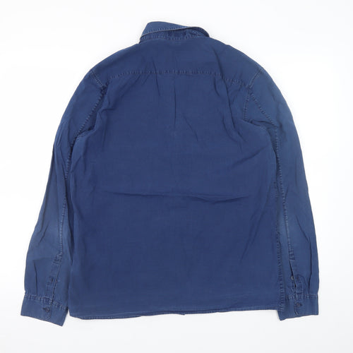 COS Men's Blue Lyocell Long Sleeve Regular Fit Button-Up Shirt Size M