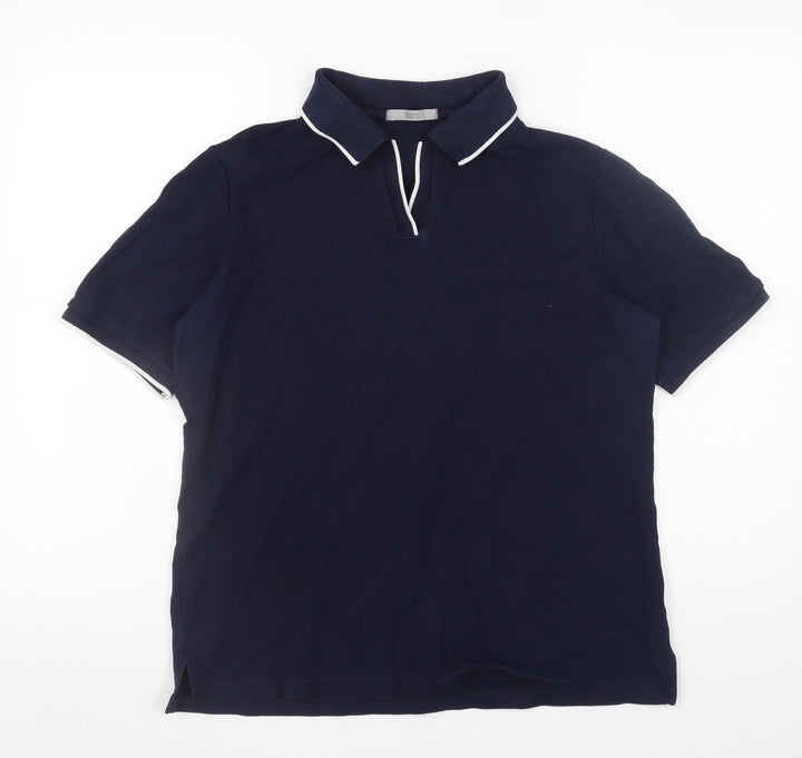 Marks and Spencer Men's Navy Blue Cotton Polo Shirt Size 14
