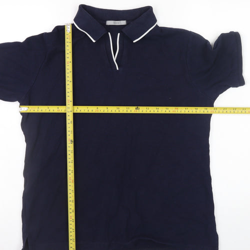 Marks and Spencer Men's Navy Blue Cotton Polo Shirt Size 14