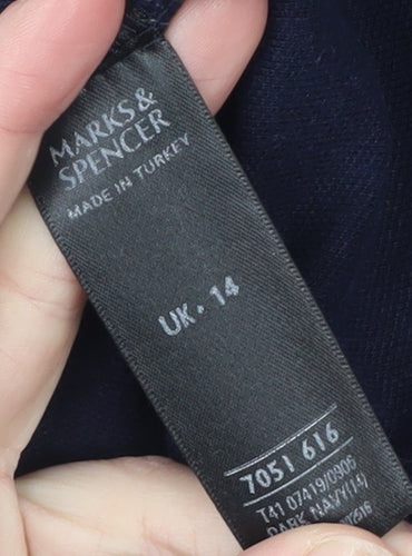 Marks and Spencer Men's Navy Blue Cotton Polo Shirt Size 14