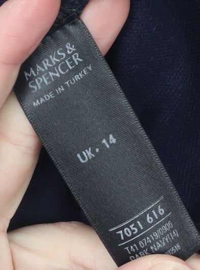 Marks and Spencer Men's Navy Blue Cotton Polo Shirt Size 14