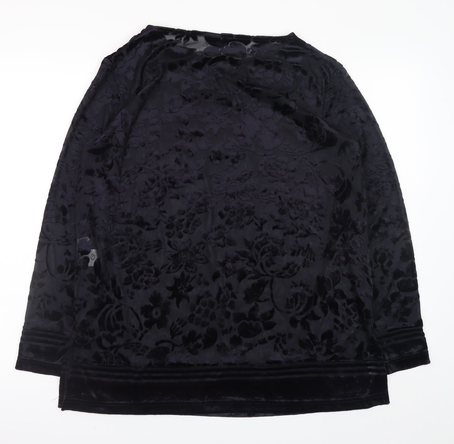 Your 6th Sense Women's Black Velvet Floral Tunic Blouse Size L