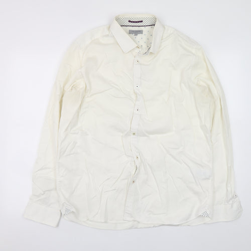 Ted Baker Men's White Slim Fit Long Sleeve Dress Shirt Size 6 (XL)