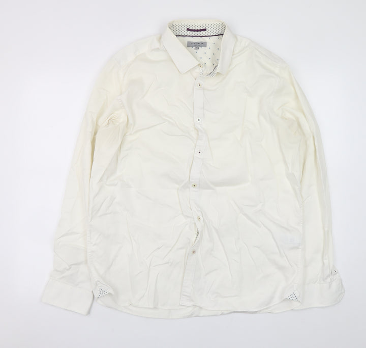 Ted Baker Men's White Slim Fit Long Sleeve Dress Shirt Size 6 (XL)