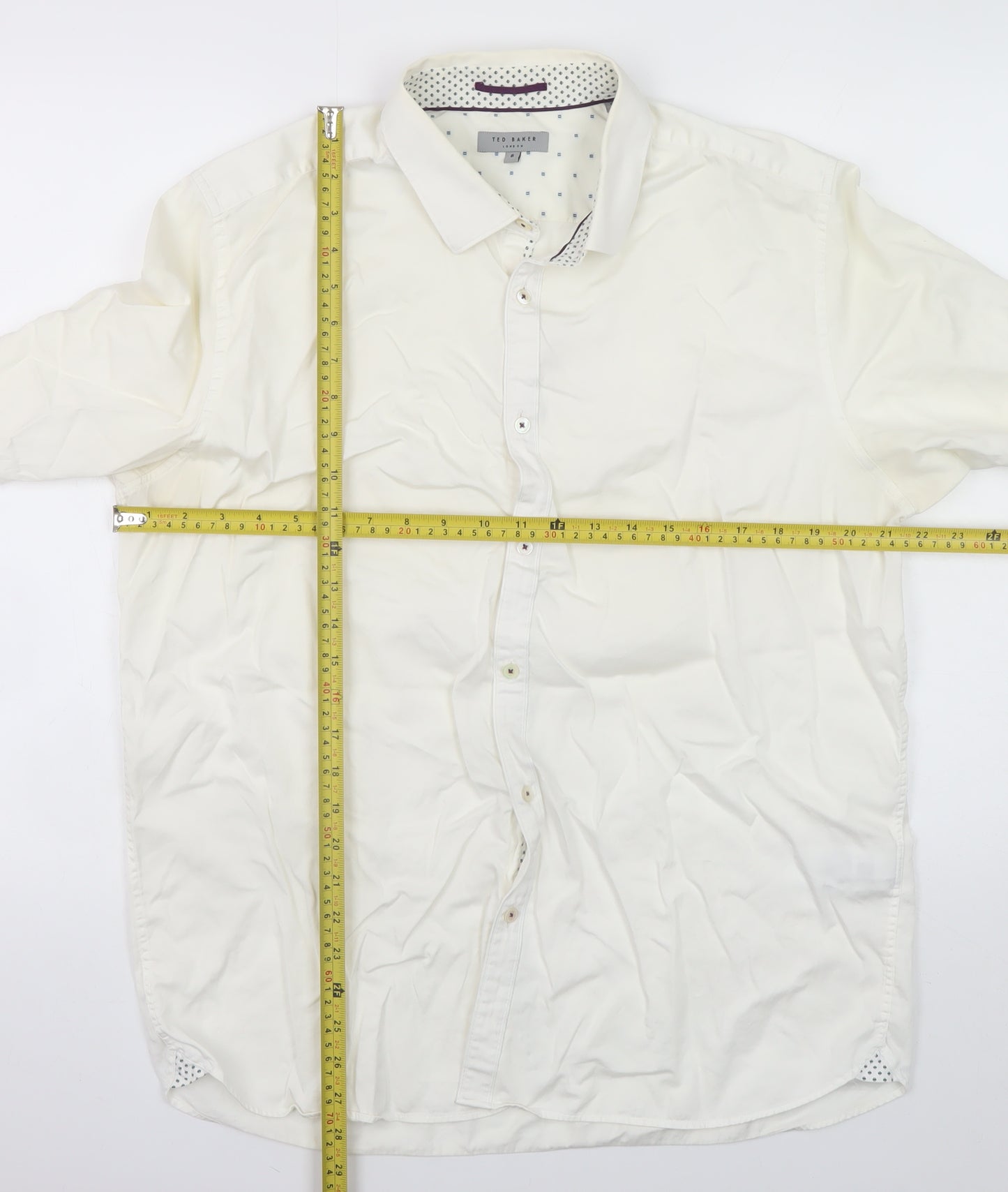 Ted Baker Men's White Slim Fit Long Sleeve Dress Shirt Size 6 (XL)