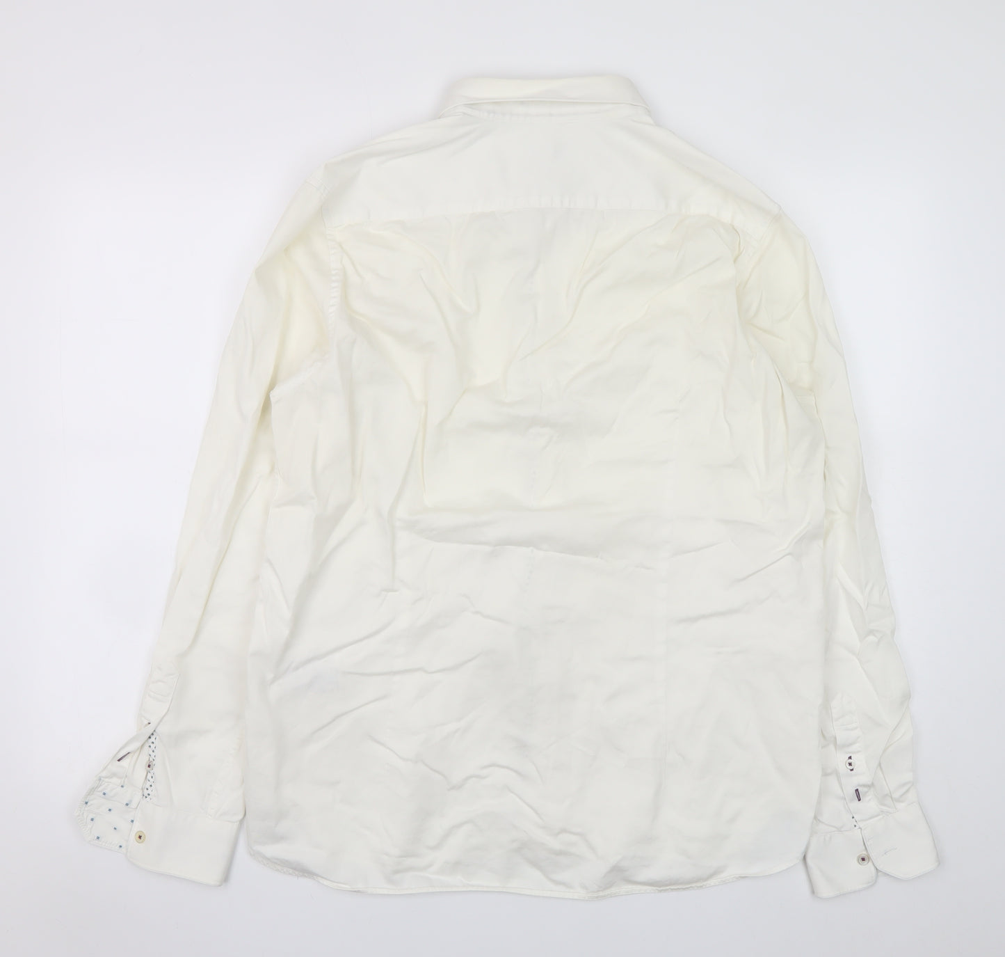 Ted Baker Men's White Slim Fit Long Sleeve Dress Shirt Size 6 (XL)