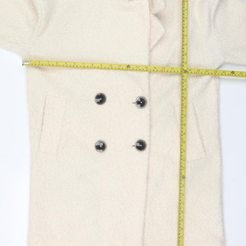 F&F Women Ivory Mid-Length Double Breasted Coat Size 8
