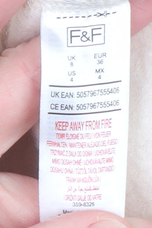 F&F Women Ivory Mid-Length Double Breasted Coat Size 8