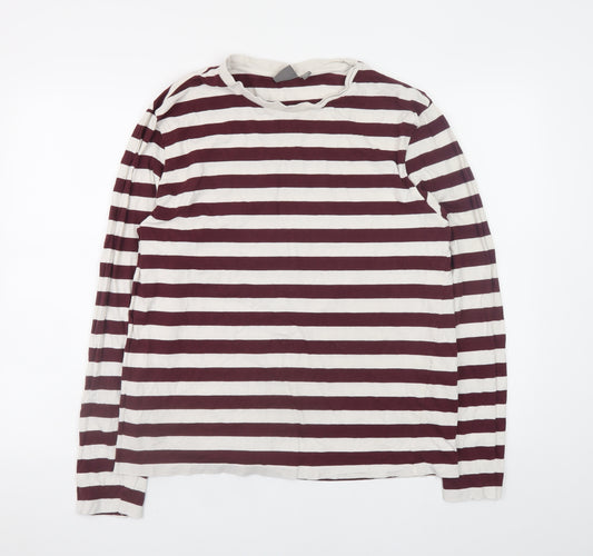 ASOS Men’s Multicoloured Striped Long Sleeve Cotton T-Shirt Size L