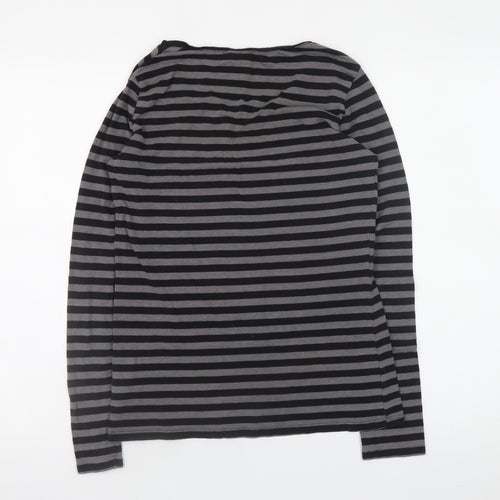 H&M Divided Women's Black Striped Long Sleeve Basic T-Shirt Size M