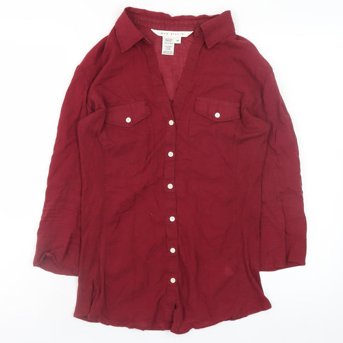 Max Studio Women's Red Cotton Button-Up Shirt Size M