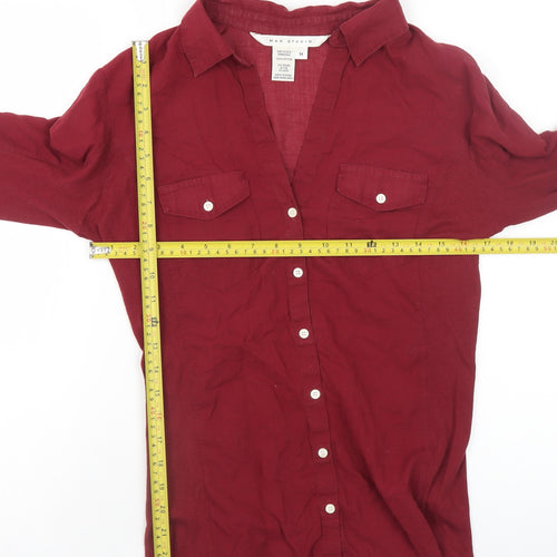 Max Studio Women's Red Cotton Button-Up Shirt Size M