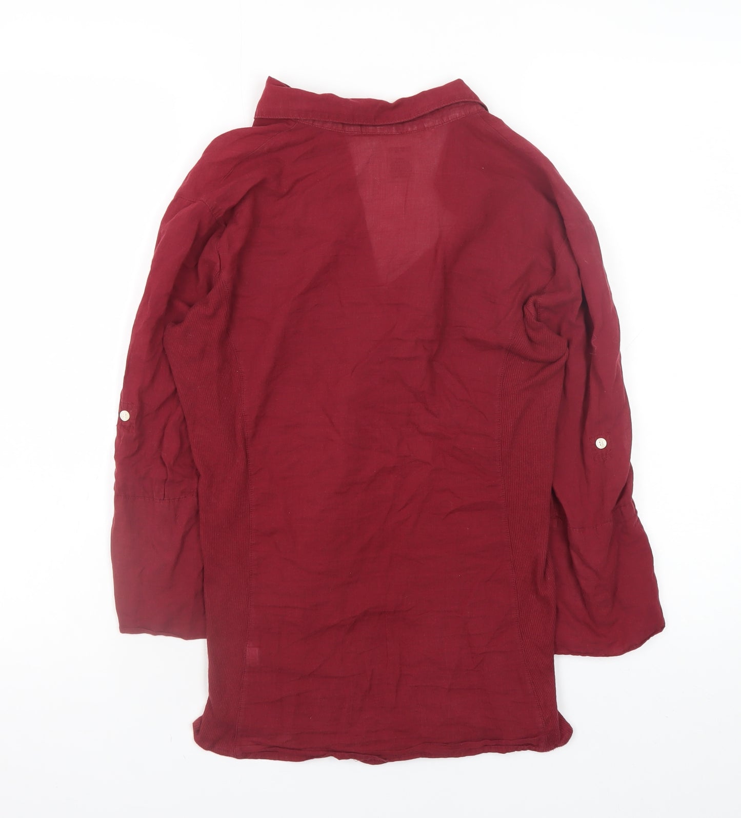 Max Studio Women's Red Cotton Button-Up Shirt Size M