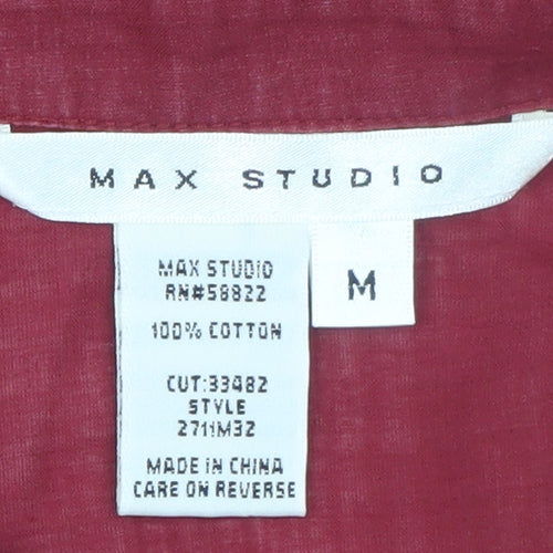 Max Studio Women's Red Cotton Button-Up Shirt Size M