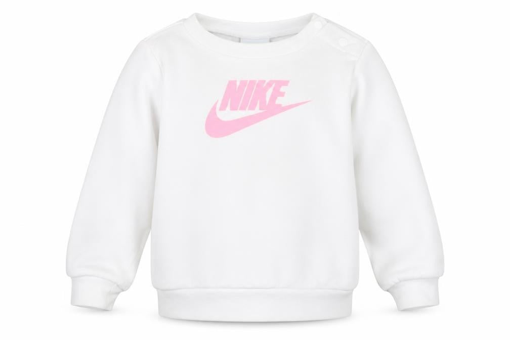 Nike Girls White Pink Logo Pullover Sweatshirt 2 Years Fleece Cotton Blend