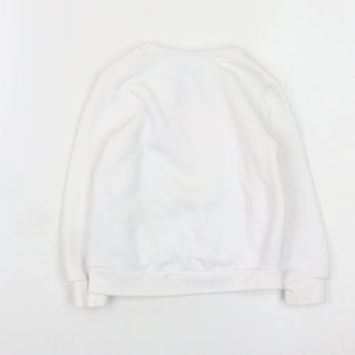 Nike Girls White Pink Logo Pullover Sweatshirt 2 Years Fleece Cotton Blend