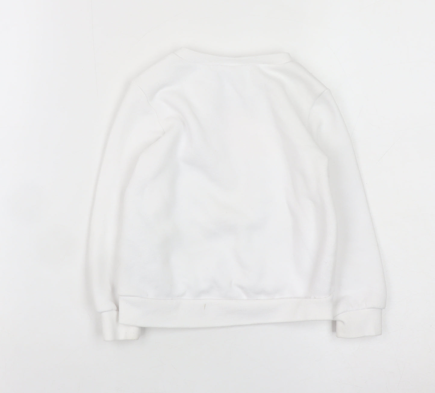 Nike Girls White Pink Logo Pullover Sweatshirt 2 Years Fleece Cotton Blend
