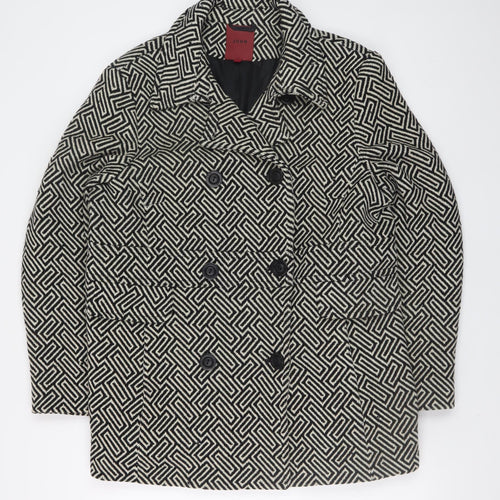 Designers at Debenhams Women Black White Wool Pea Coat Size 18