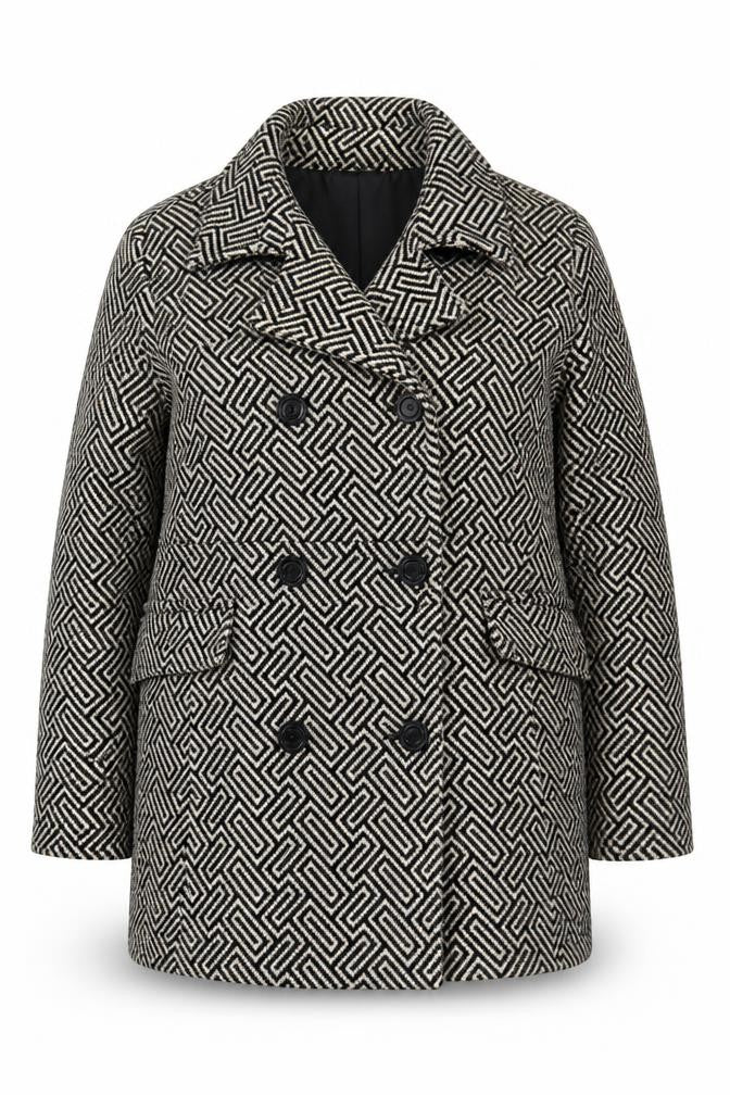 Designers at Debenhams Women Black White Wool Pea Coat Size 18