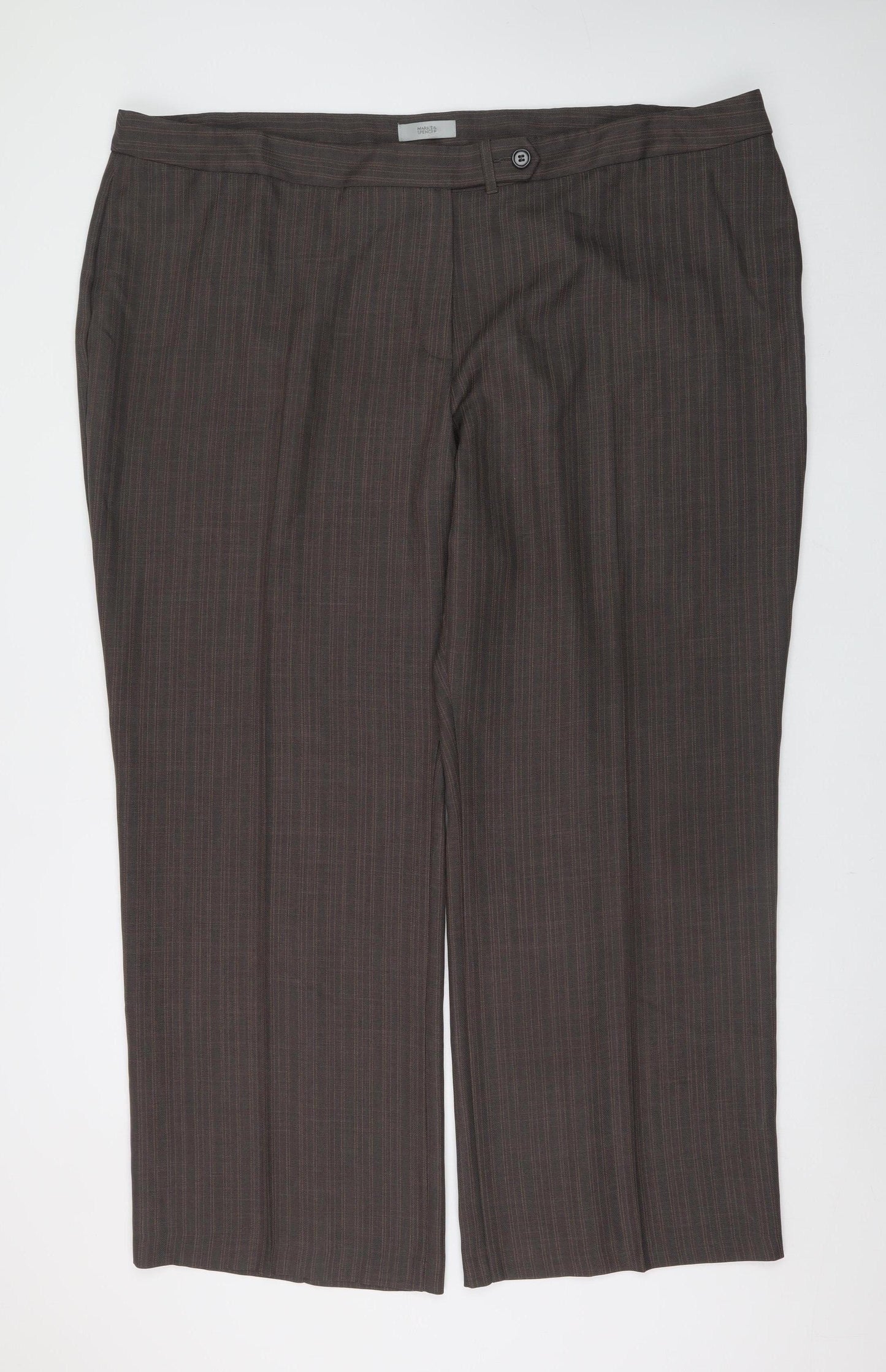 Marks and Spencer Women Brown Pinstripe Dress Pants Size 28 Regular