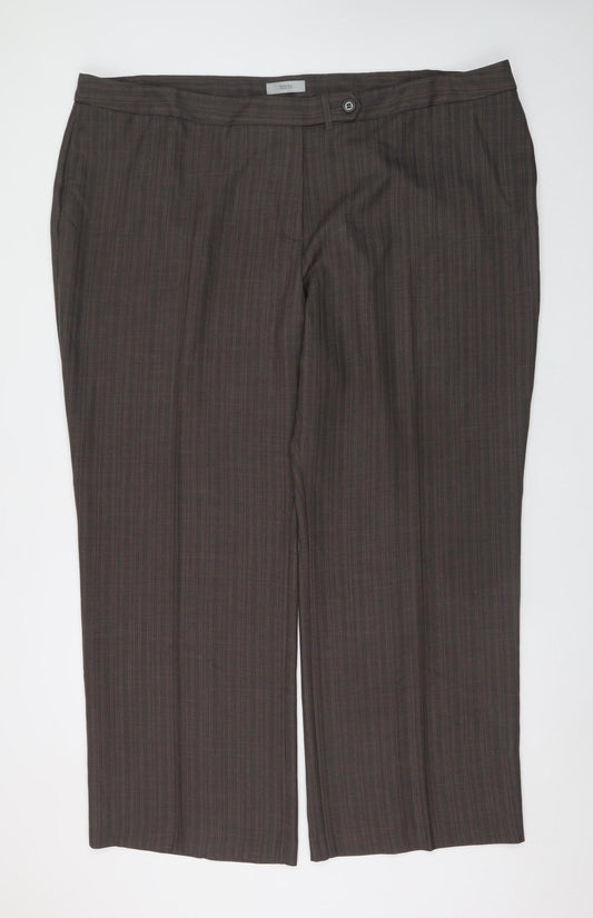 Marks and Spencer Women Brown Pinstripe Dress Pants Size 28 Regular