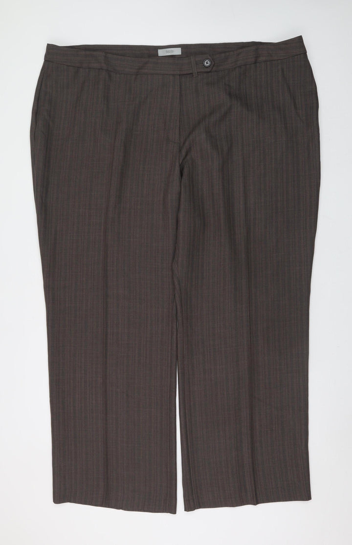 Marks and Spencer Women Brown Pinstripe Dress Pants Size 28 Regular