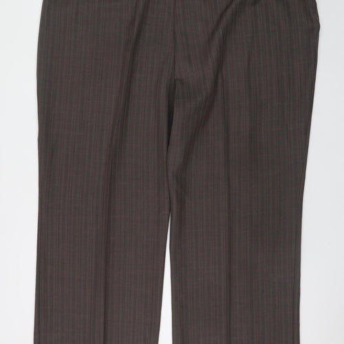 Marks and Spencer Women Brown Pinstripe Dress Pants Size 28 Regular