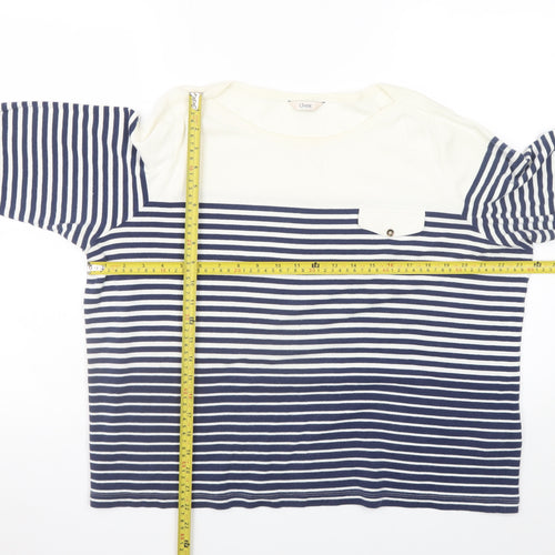 Marks and Spencer Women’s Blue Striped 3/4 Sleeve Cotton T-Shirt UK 20