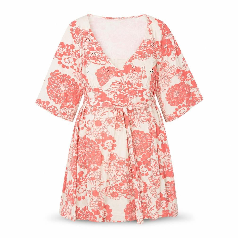 Evans Womens Pink Floral Cotton Wrap Dress Size 16