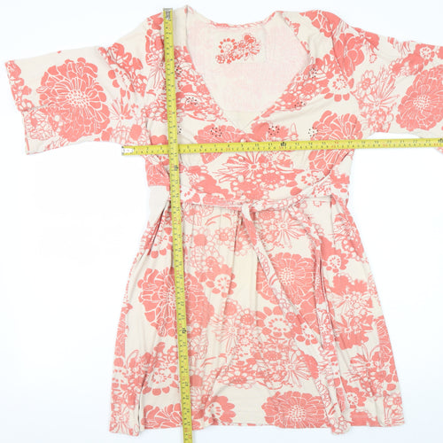 Evans Womens Pink Floral Cotton Wrap Dress Size 16