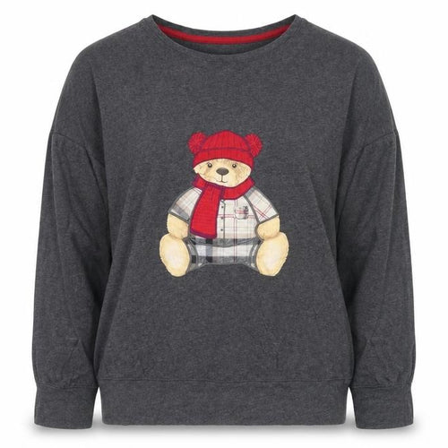 Marks and Spencer Womens Grey Bear Embroidered Long Sleeve T-Shirt Size M