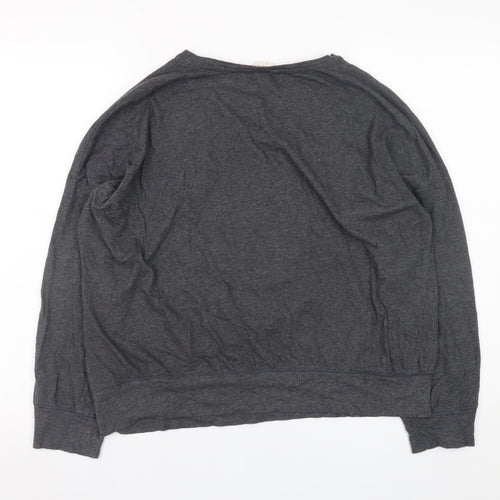 Marks and Spencer Womens Grey Bear Embroidered Long Sleeve T-Shirt Size M