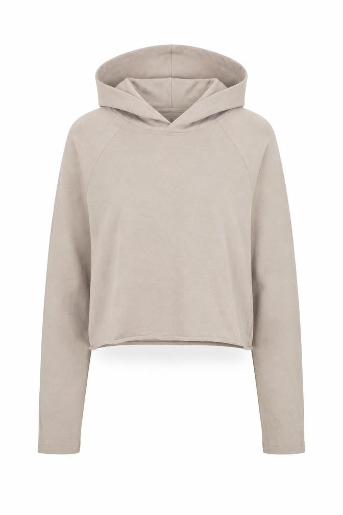 H&M Divided Women Beige Cotton Cropped Pullover Hoodie XS